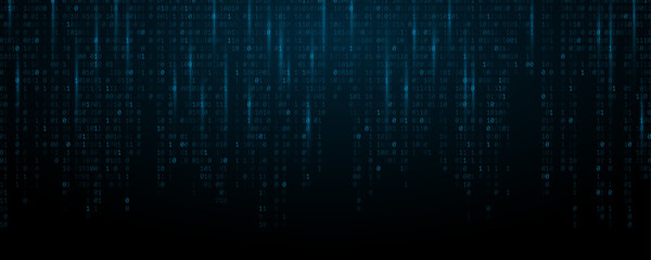 Binary data software programming code background. Random 0 and 1 numbers of program code. Digital data technology concept. Vector Illustration. EPS 10.