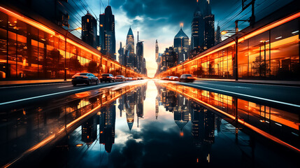 Fototapeta premium A city in the night, night in the city, night view of the city