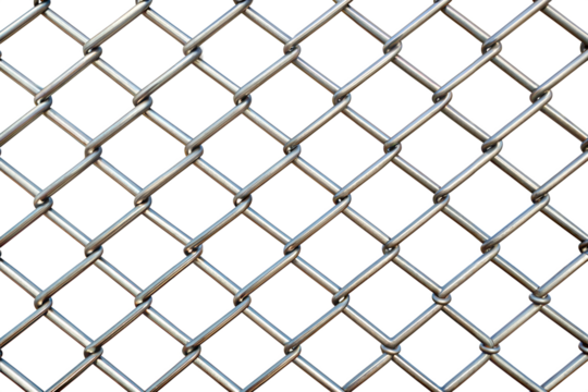 Chain link fence, cut out isolated on transparent background