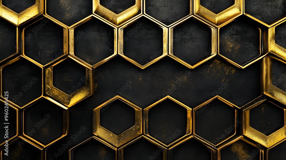 Poster striking metallic honeycomb pattern on dark background for upscale branding and designs