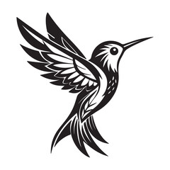 Humming bird silhouette vector artwork on white background 
