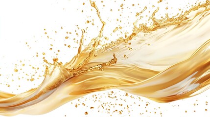 Captivating Golden Liquid Splash in Dynamic Motion Against White Backdrop for Luxury Product