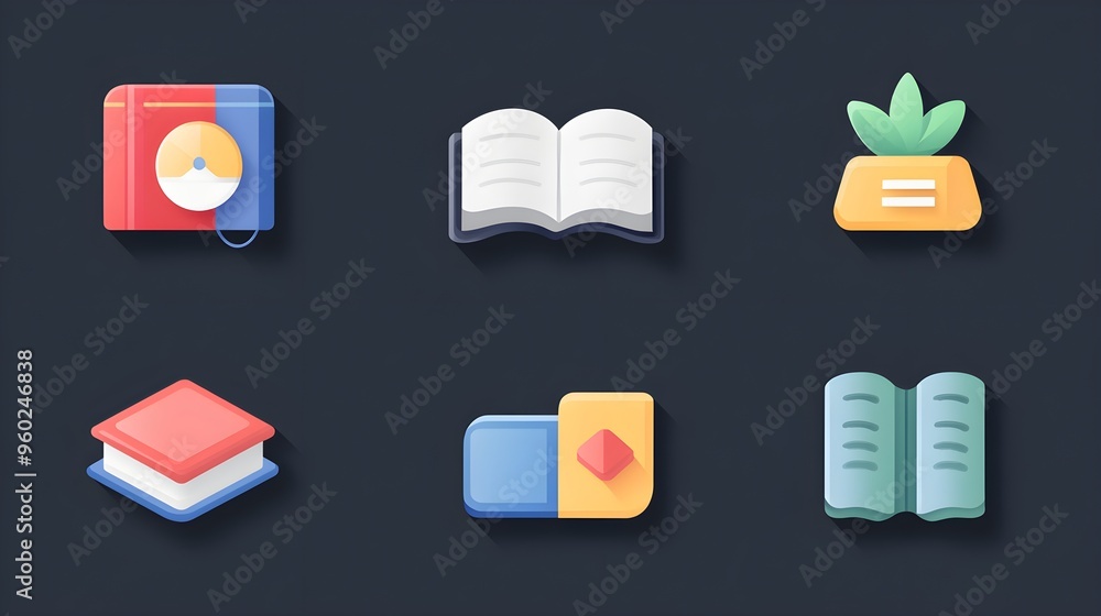 Wall mural a flat design of an educational app icon that remains clear and recognizable in various sizes