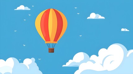 Fototapeta premium Flat design of a hot air balloon floating in the sky