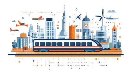 Obraz premium Flat design of a transportation schedule with icons for bus, train, and flight