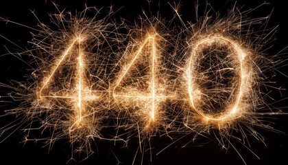 Glittering 40: A Bengali-inspired Number Drawing on a Dark Canvas -