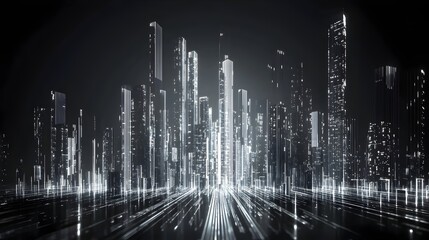 Futuristic Geometric Silver Cityscape Abstract Architecture Concept