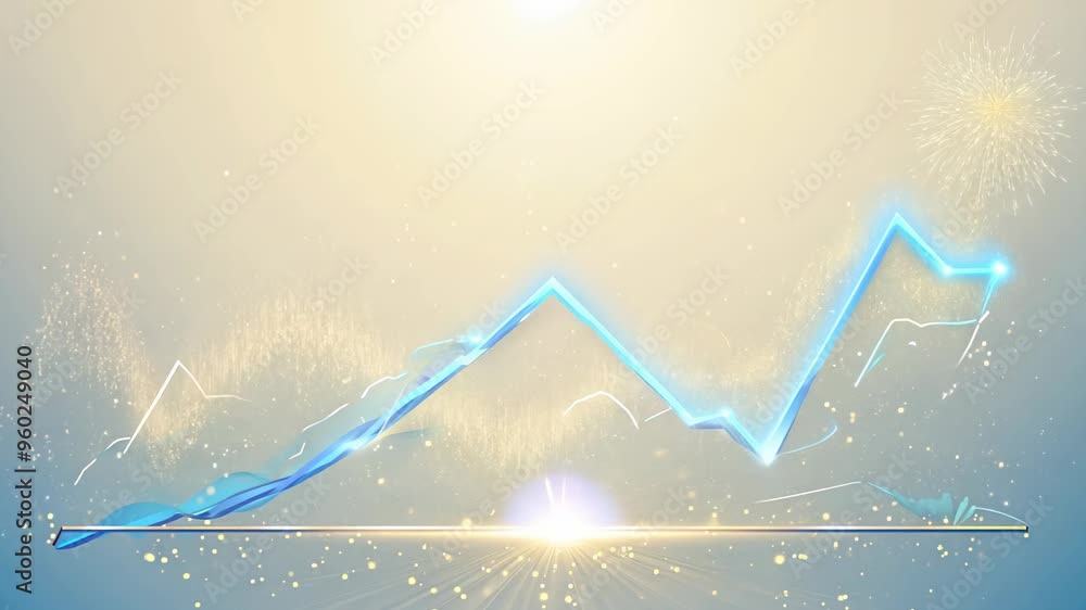 Aufkleber glowing yellow peak on a graph representing data trends. the curve rises steeply, reaching a bright 