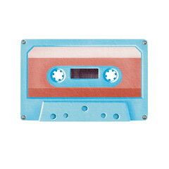 Fototapeta premium Cassette from portable 80's, 90's style retro player in blue color. Watercolor illustration isolated on white in realistic style for websites, posters for theme party