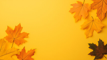 Fototapeta premium Autumn leaves in soft yellow tones create warm and inviting background. vibrant colors evoke sense of seasonal change and natural beauty.