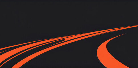 Curved orange lines on dark background with a sense of motion and copy space for text.