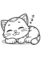 cat sleep nap kid coloring page design 