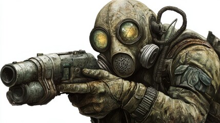 Cartoonized male post-apocalyptic character with unique style and attitude