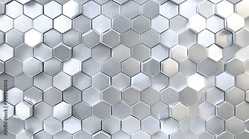 Poster elegant silver gradient hexagonal pattern on white background for tech and corporate designs