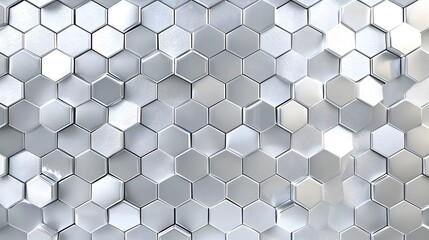 Elegant Silver Gradient Hexagonal Pattern on White Background for Tech and Corporate Designs