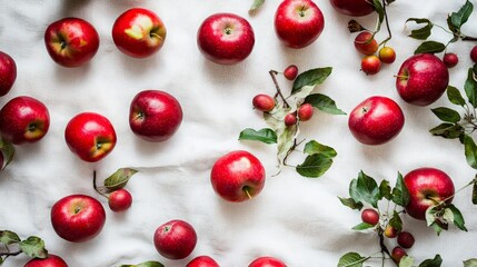 Red Apples on White Fabric