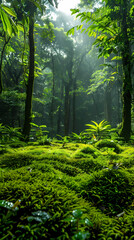 Fototapeta premium Tropical rainforest with trees and moss