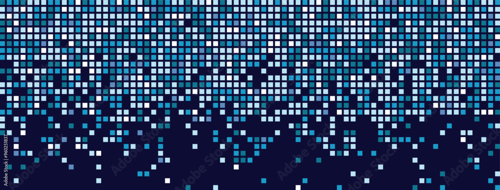 Aufkleber digital backdrop with dissolving rectangular dots and gradient mosaic texture. dark abstract backgro