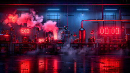 3D illustration Rusty industrial sci-fi scene in dieselpunk style Abandoned factory of the future High quality photo