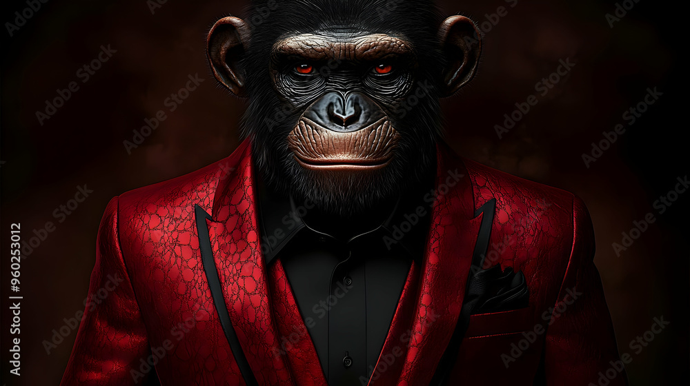 Canvas Prints A stylized gorilla in a red suit, exuding confidence and charisma.