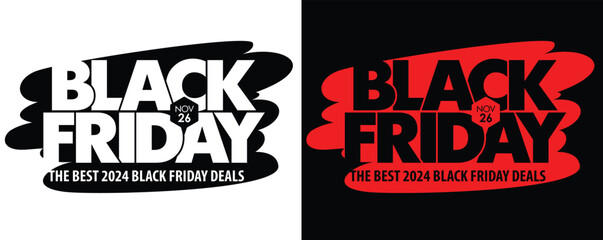 Black friday best deals 2024. Sale event web banner. Vector layout on transparent and black background