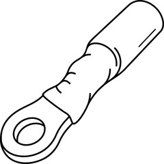 Electrical heat shrink ring terminal. Vector outline icon.