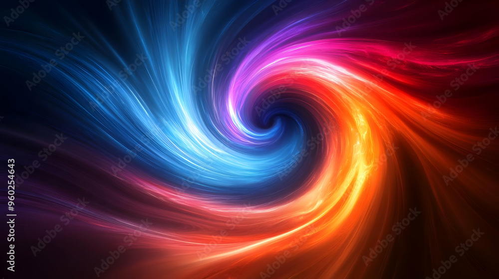 Poster a swirling vortex of vibrant colors creating a mesmerizing effect.