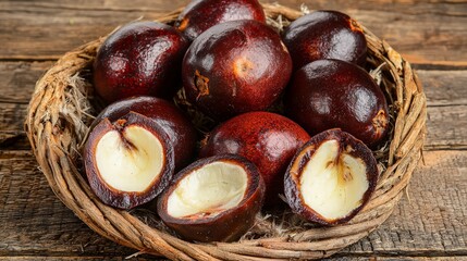 Obraz premium Close-up of Freshly Harvested Fruits in a Basket