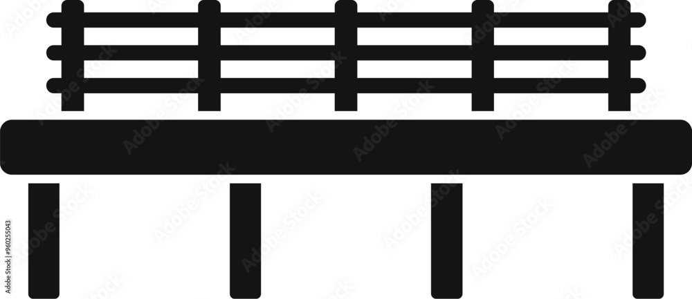 Poster simple bench with backrest standing on four legs icon in black style isolated on white background