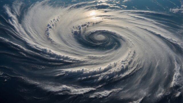Satellite View of a Hurricane Over the Ocean.