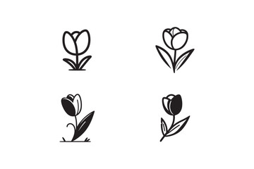 Tulip Flower in Black and White - Vector Art for Business and Branding.