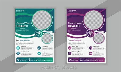 Business medical flyer layout with icons and A4 size page	
