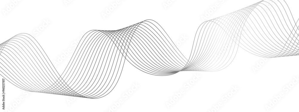 Aufkleber Abstract colorful wave line transparent background with modern stream wave. vector illustration of gray colored wave lines. Frequency sound wave lines and twisted curve lines