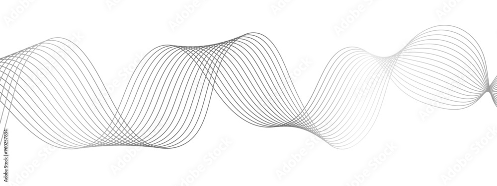 Poster Abstract colorful wave line transparent background with modern stream wave. vector illustration of gray colored wave lines. Frequency sound wave lines and twisted curve lines