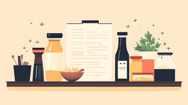 Flat design of a recipe card with large, easy-to-read typography