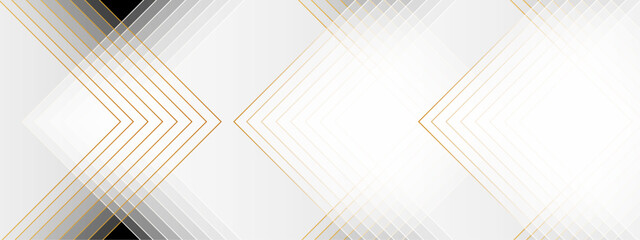 Abstract futuristic geometric background for web banner or print. Technology abstract background with silver metallic square shapes. Gray and white square diagonal line architecture 