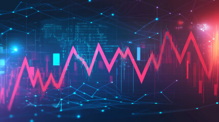 Economy finance crisis depicted with a low investment graph and a downward arrow. Represents money loss, bankruptcy, and decrease. Vector illustration with a fantastic technology design.