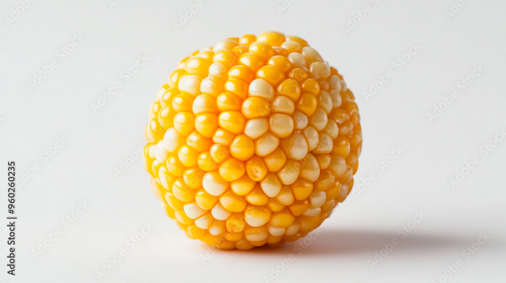 Aufkleber close-up of a textured yellow and white spherical object on a light background showcasing its intric