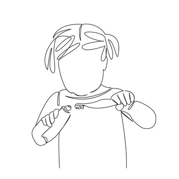 recommend clip art: One continuous single drawing line art flat doodle child, person, girl, hygiene, toothbrush, childhood, teeth, smiling, lifestyle, paste. Isolated image hand draw contour on a white background
                    