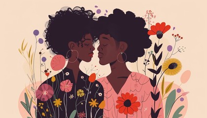 Fototapeta premium Love in Full Bloom: African American Couple's Anniversary Celebration