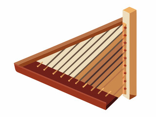Psaltery medieval wooden string musical instrument isolated on white background. Flat style design. Classical ancient musical equipment. Russian tradional music sound. Vector illustration
