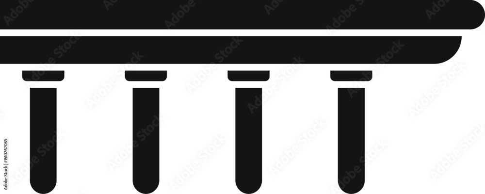 Poster simple icon of a bridge with road marking connecting two sides in black solid style