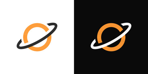 Saturn orbit planet icon outline vector. Galaxy space circle outline logo © svsetyo