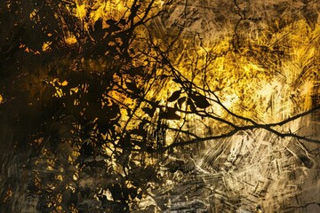 A blurry image of a field of grass with a sun shining through the leaves