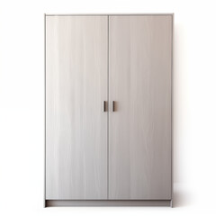 White Wooden Cabinet with Two Doors and Silver Handles