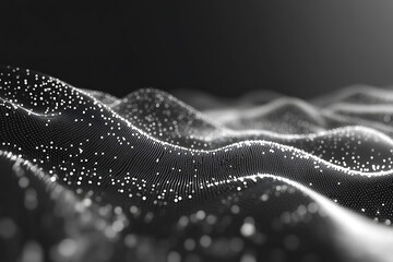 Abstract digital background banner featuring intricate data connections in black and white colors, highlighting technology and network themes with a minimalist and modern touch