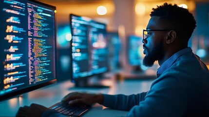 Programmer enhancing database tools, holographic displays, advanced tech environment