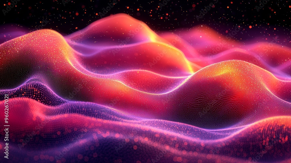 Poster colorful abstract waves create a mesmerizing visual display with vibrant hues and textures in a digi