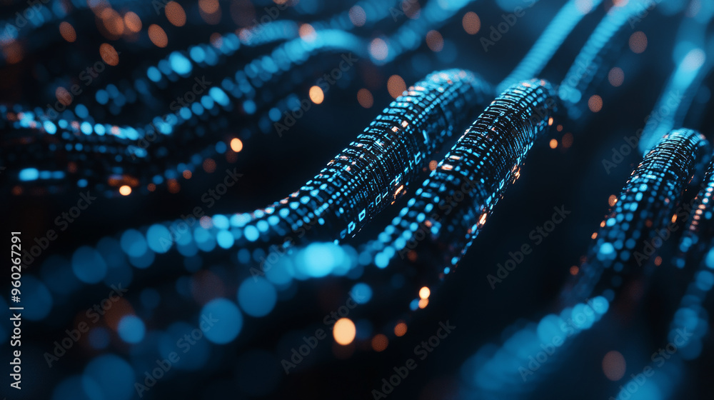 Poster technology background depicting the concept of blockchain network. features distributed registry tec
