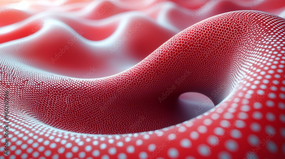 Poster textured red surface with undulating patterns creates a dynamic visual effect in an abstract art rep